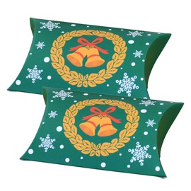 Allbusky 50PCS Christmas Party Gift Boxes, Xmas Party Favour Boxes, Christmas Paper Candy Boxes, Pillow Shape Party Packs Party Decorations