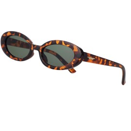 Onrtry Retro Tiny Oval Sunglasses for Women Men Narrow Style 90s Small Sun Glasses(Tortoise/G15)