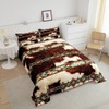 Erosebridal Cowhide Quilt Brown Highland Cow Print Queen Comforter Set,Western