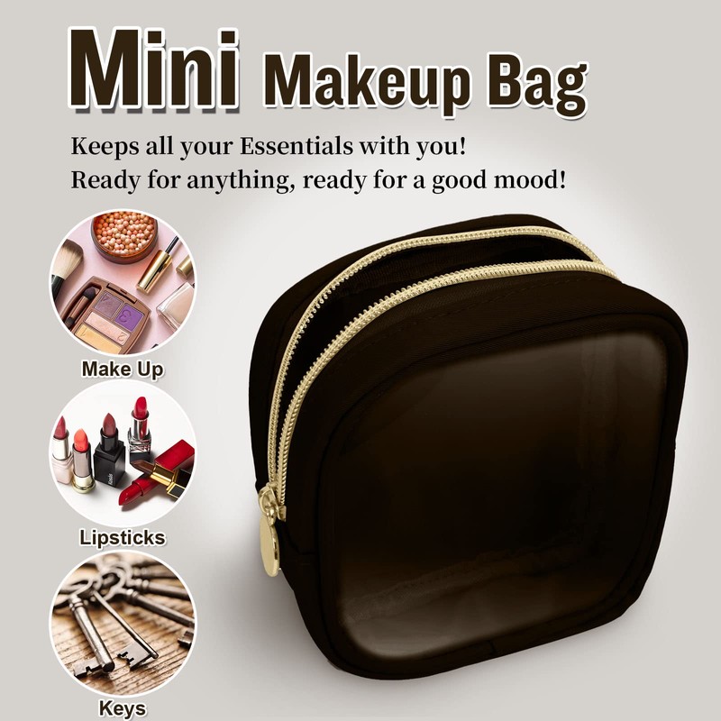 izuzta - Bolso pequeño de nailon con cierre para maquillaje,