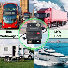 SPTSSWET Car Circuit Breaker 12V-48V Car Audio Waterproof Protection Switchable Power Reset Inline Fuse Thermal for Car Boat Audio Solar Inverter System Protection Heavy Truck Marin RV Troller (60A)