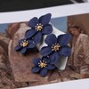 Cimenexe Bohemian Resin Flower Earrings Blue Enamel Flower Earrings Exaggerated