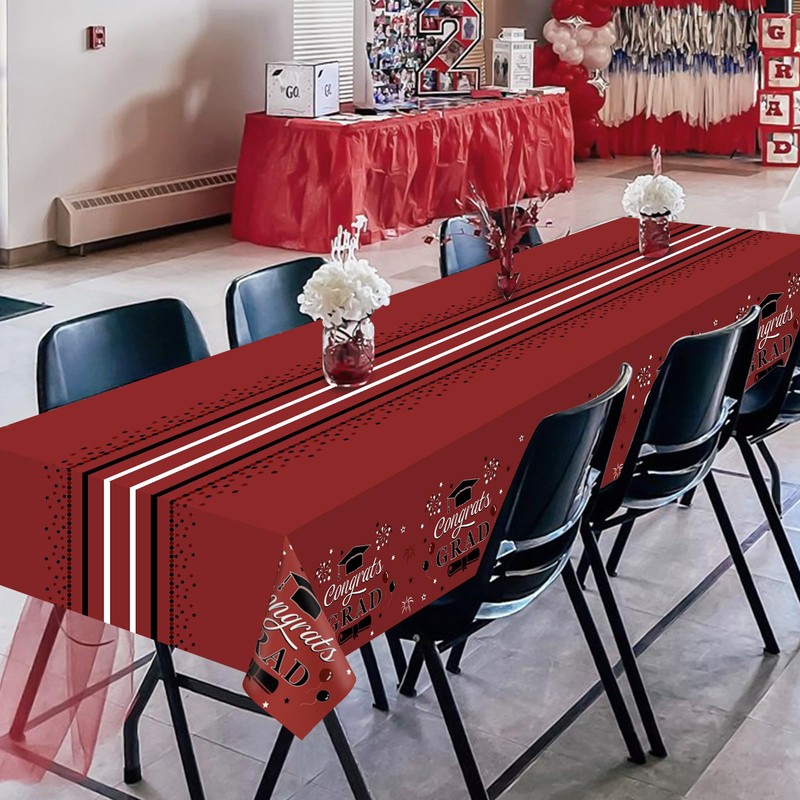 UNIIDECO 3 Pack Graduation Tablecloth Congrats Grad Disposable Tablecloth Graduation