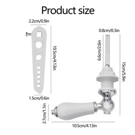 Gdrghe Ceramic Toilet Flush Handle Universal Toilet Flush Handle with Anti Slip Ceramic Grip Corrosion Resistant Chrome Plated Lever Adjustable Arm 3-in-1 Replacement Kit for Cistern Tank