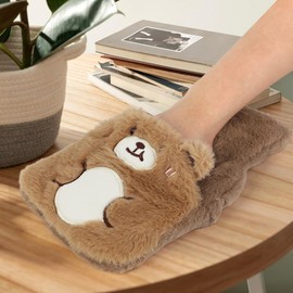 Mhwan Children's Hot Water Bottle, Cute Hot Water Bottle with Cover, Cuddly, Plush and Fluffy, 500 ml Hot Water Bottle, Small, Safe, Explosion-proof and Leak-Proof, Removable and Clean