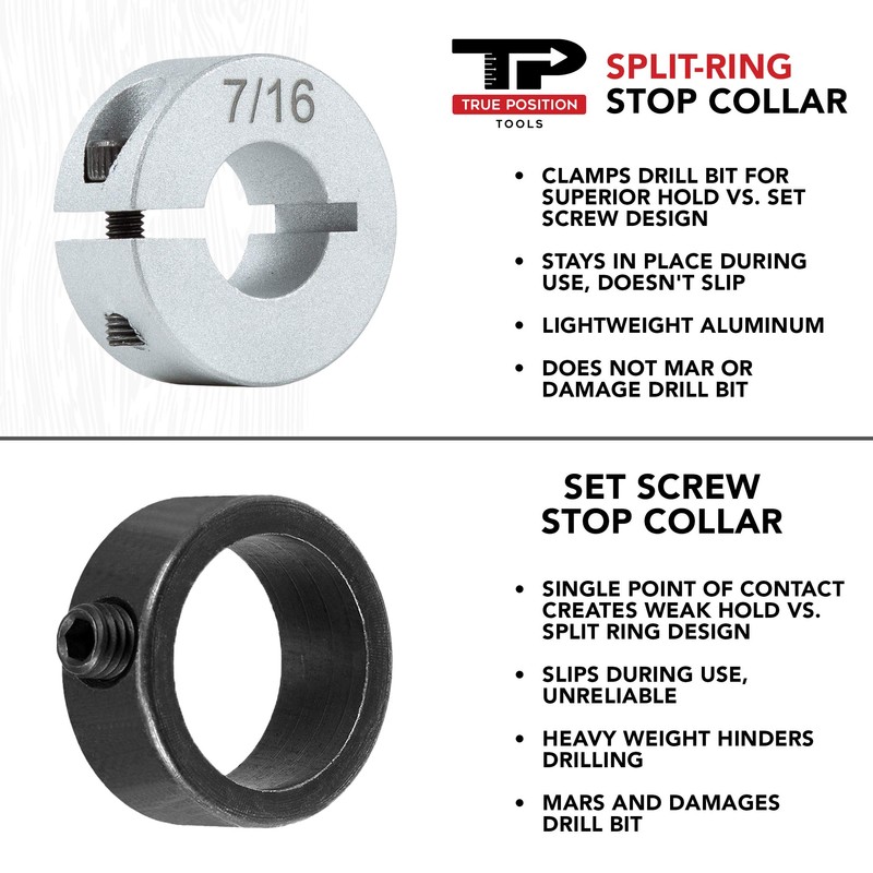 Professional Stop Collar Set - Drill Bit Depth Stop -