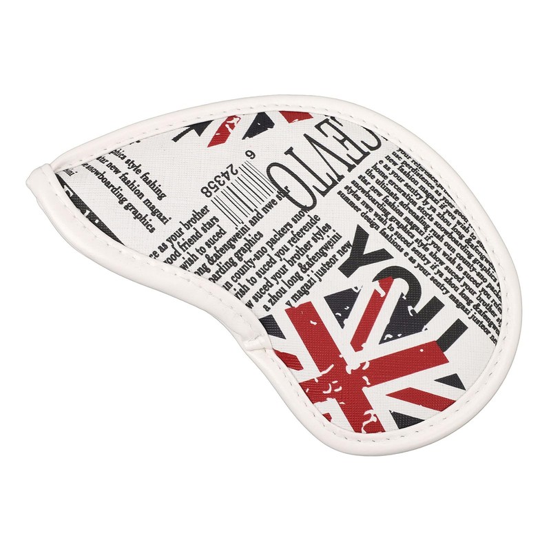 10 Pcs PU Leather Club Protective Iron Headcover, Deluxe Interior