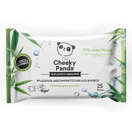The Cheeky Panda - Bamboo make-up wipes - pack of 25 - unscented - dermatologically tested - biodegradable - FSC certified cleaning wipes for sensitive skin
