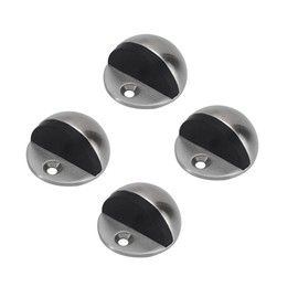 Half Moon Oval Floor Door Stop-Solid Stainless Steel Door Stopper and Rubber Bumper (4 Pcs)