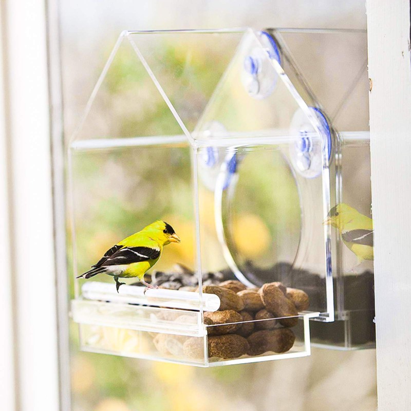 ValueHall Window Bird Feeder Window Bird House Crystal Clear Acrylic