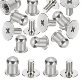 PATIKIL 5x8x6mm Rivets for Leather, 100 Pack Metal Button Spikes Screw Kit Screw Back Round Head Rivets Screw Buttons DIY Leather Hardware Trim Craft, Silver