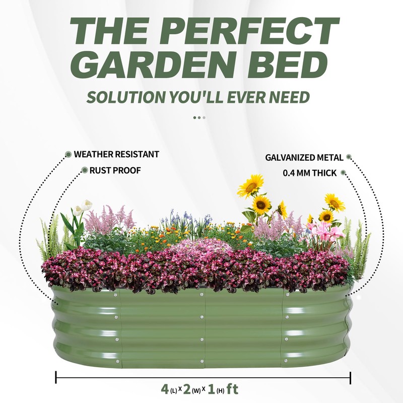 Galvanized Raised Garden Bed- Planter Garden Boxes Outdoor, Raised Beds
