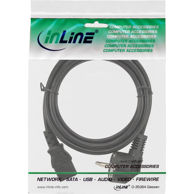 InLine® Netzkabel zum Anschluss von Elektrogeräten mit Kaltgeräteanschluss. VDE Farbe