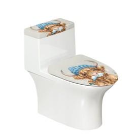 KUIFORTI Brown Cattle Toilet Lid Cover Set 2Pcs Toilet Cover Washable Replacement Highland Cow Baby Shower Decorations Bathroom Accessories Decor