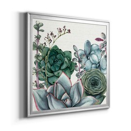 Abstract Wall Art, Wall Décor Canvas, Animals, Flowers, Coastal, Geometric, and Vibrant Colors, Ready to Hang - Silver Framed, Succulent Garden I 18X18