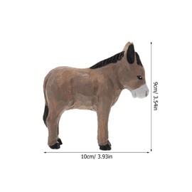 LOGOFUN Wooden Donkey Figurine Wood Carved Statue Handmade Lifelike Animal Sculpture for Home Office Bookshelf Desktop Decoration