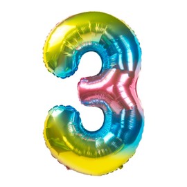Party Kawaii 32 inch Giant Number Helium Foil Birthday Party Balloons Rainbow Gradient Color (Rainbow Gradient Number 3)