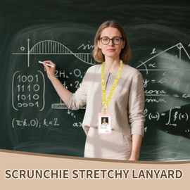 Hovmwey Stretchy Scrunchie Lanyard ID Badge for Women, Cute Long Neck Lanyard with Elastic Design Lanyard for Keys Wallet ID Cards（Maize）