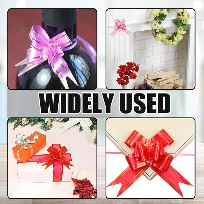 Cozevdnt Pull Bows, 100 Pcs Wrapping Pull Bow Ribbon, Multicolor