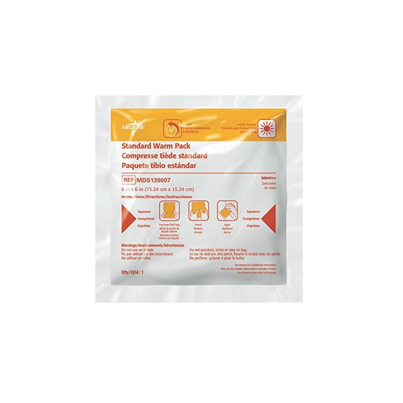 Medline Instant Warm Pack, Disposable, 6" x 6" (Pack of