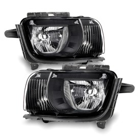 AKKON - For Black 2010 2011 2012 2013 Chevy Camaro Headlights Front Headlamps Pair Replacement Left+ Right