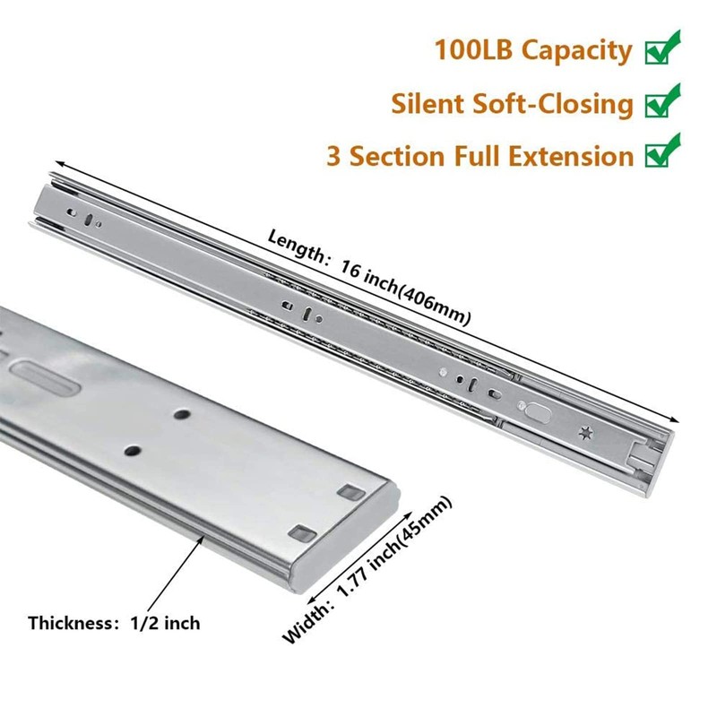 LONTAN 16 inch Heavy Duty Soft Close Drawer Slides 1
