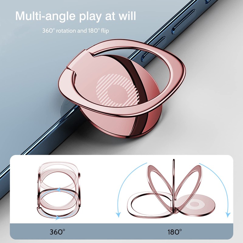 [2 Pack] Glossy Rounded Edges Cell Phone Ring Holder Stand,360