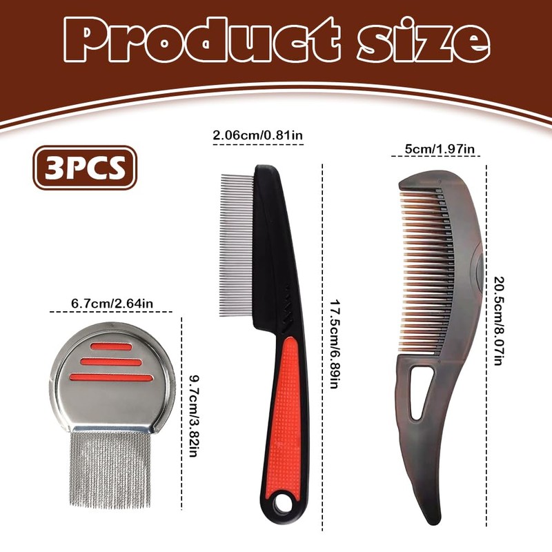 3Pcs Dandruff Comb Set, Stainless Steel Fine Tooth Psoriasis Comb,