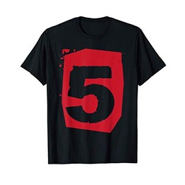 Large Color Red Maroon Number 5 Five T-Shirt