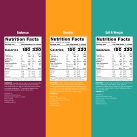 Power Crunch Protein CRISPS Variety Pack, Cheddar, Salt & Vinegar, BBQ, a Potato Style Protein Chip Snack, 10g of protein, 1.05 ounces per serving (2 of Each Flavor)