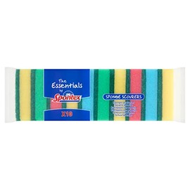 Spontex Essentials Sponge Scourers - 12 Packs of 10 (Total 120 Sponger Scourers)