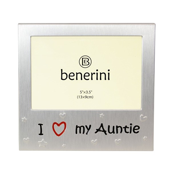 benerini ' I Love My Auntie ' - Photo Picture Frame Gift - 5 x 3.5 - Aluminium Silver Colour Gift for Her