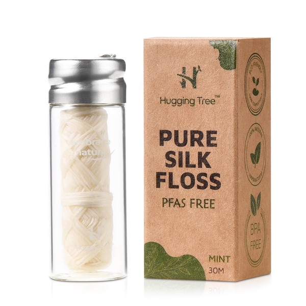 Natural Silk Dental Floss with Glass Dispenser | PFAS Free