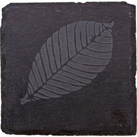 Thirstystone Etched Leaf Slate Coaster, Black