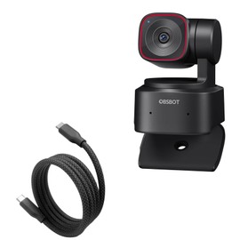 BoxWave Cable Compatible with OBSBOT Tiny 2 Lite - SnapWrap PD Cable (3ft) - USB-C to USB-C (240W), Type C Magnetic Coil Braided Charge Sync - Jet Black