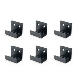 Geesatis 6 Pcs Wall Tile Display Hooks Brackets Picture Frame Fixing Fastener Hanger Brackets, with Mounting Screws, Black, Inner Length 25 mm