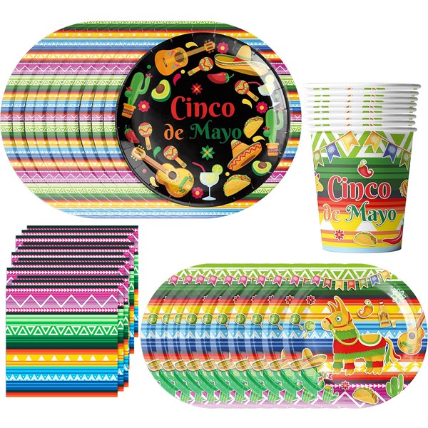 64 Pieces Fiesta Tableware Set for Cinco De Mayo Table