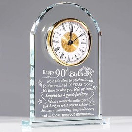 Ornalrist Happy 90th Birthday Quartz Clock Gifts for Parents, Grandpa, Gifts for Couple Women Men, 90th Birthday Presents for Grandma, 90 Year Old Birthday Keepsake Home Decor