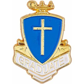 The Christian World Gold Tone and Shield Graduate Lapel Pin, Enamel Pins for Jacket, 3/4 in vbn-fh-1056
