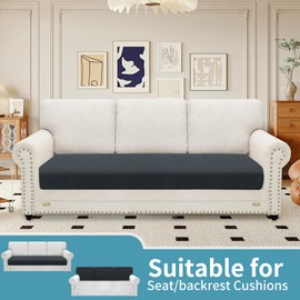YSTELLAA Stretch Seat Cushion Cover, Elastic Sofa Seat Cushion Cover, Non-Slip, Universal Cover for Seat Cushions, Washable, Sofa Cushion Cover, Sofa Cover (3-Seater, Dark Grey)