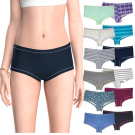 Sexy Basics Womens, Pack de 12 Unidades Grab Bag Algodón Spandex Boyshort Slip, los Colores Pueden Variar, Assorted Prints/Solids