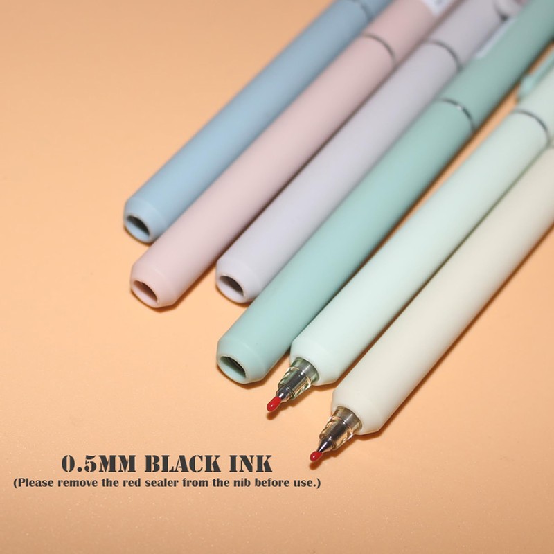 HeTaoCat 6Pcs Innovative Retractable Gel Pens with 6 Morandi color,