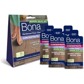 Bona Bona Hardwood Floor Cleaner Concentrate, Lavender Thyme Scent, 1 fl oz, Pack of 4 (Makes 128 fl oz) - Residue-Free Floor Cleaning Concentrate Spray Mop and Spray Bottle Refill - For Wood Floors