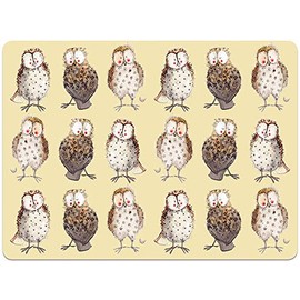 Alex Clark Owls Place Mat - Watercolour Design - Cork Back
