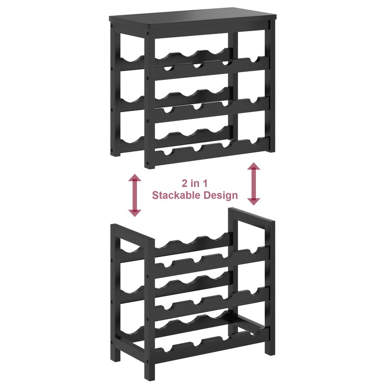 MOGELAFOO 6 Tier Bamboo Wine Rack Freestanding Floor, 24 Bottles
