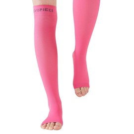 EVOPLECI Pink Open Toe Compression Socks 20-30mmHg Toeless Compression Socks for Reduce Swelling and Alleviates Varicose Veins