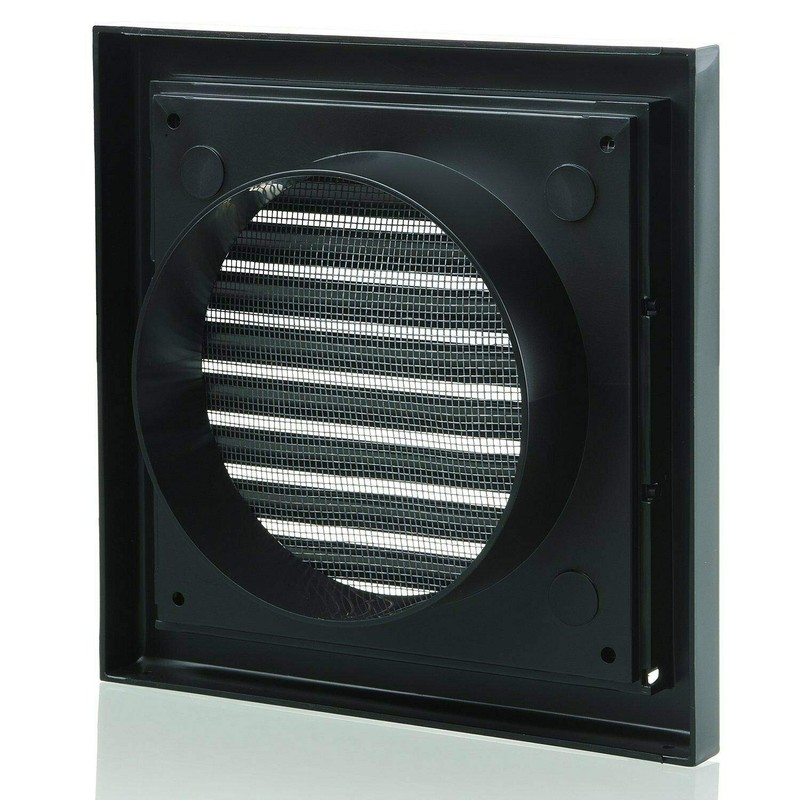 100mm (4 inch) Dia Black Plastic External Fixed Blade Vent