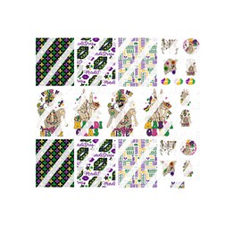 Mardi Gras Party Design #4 Full Nail Art Decals - Waterslide Nail Decals