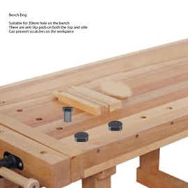 4 Pack Bench Dogs, Aluminum Alloy Bench Brake Insert Bench Dogs Woodworking Clamp for 20mm Dog Hole, Bench Clamps Table Stop with Non Slip Pad Workbench Accessories for Woodworking