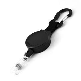 KEY-BAK MID6 Retractable Carabiner I.D. Badge Holder with 36" Retractable Cord, 6 oz. Retraction, Steel Carabiner, Black, Model Number: 0006-015